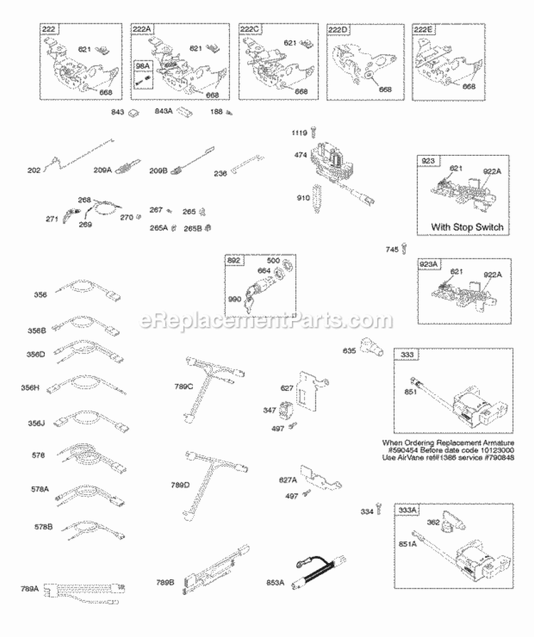 Controls Electrical Flywheel Brake Ignition Diagram and Parts List for  Briggs and Stratton Engine